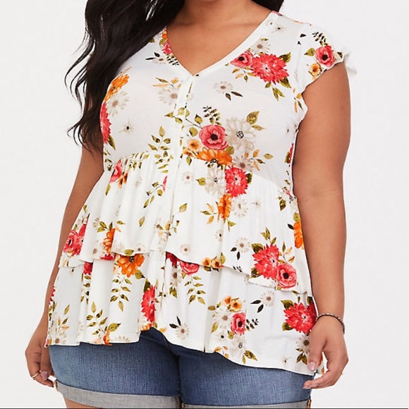torrid Tops - Super soft ruffle floral top